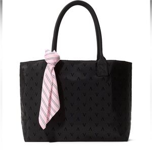 VS Black Tote Bag with Pink Scarf Accent